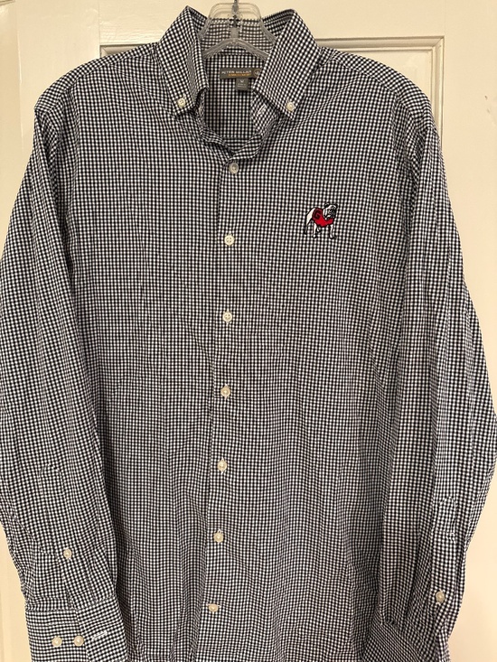 Peter Millar Other - Peter Millar button down shirt. M. Black and white check with UGA bulldog logo.